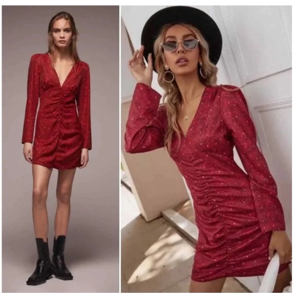 ZARA ruching Printed dress - Picture 1 of 14
